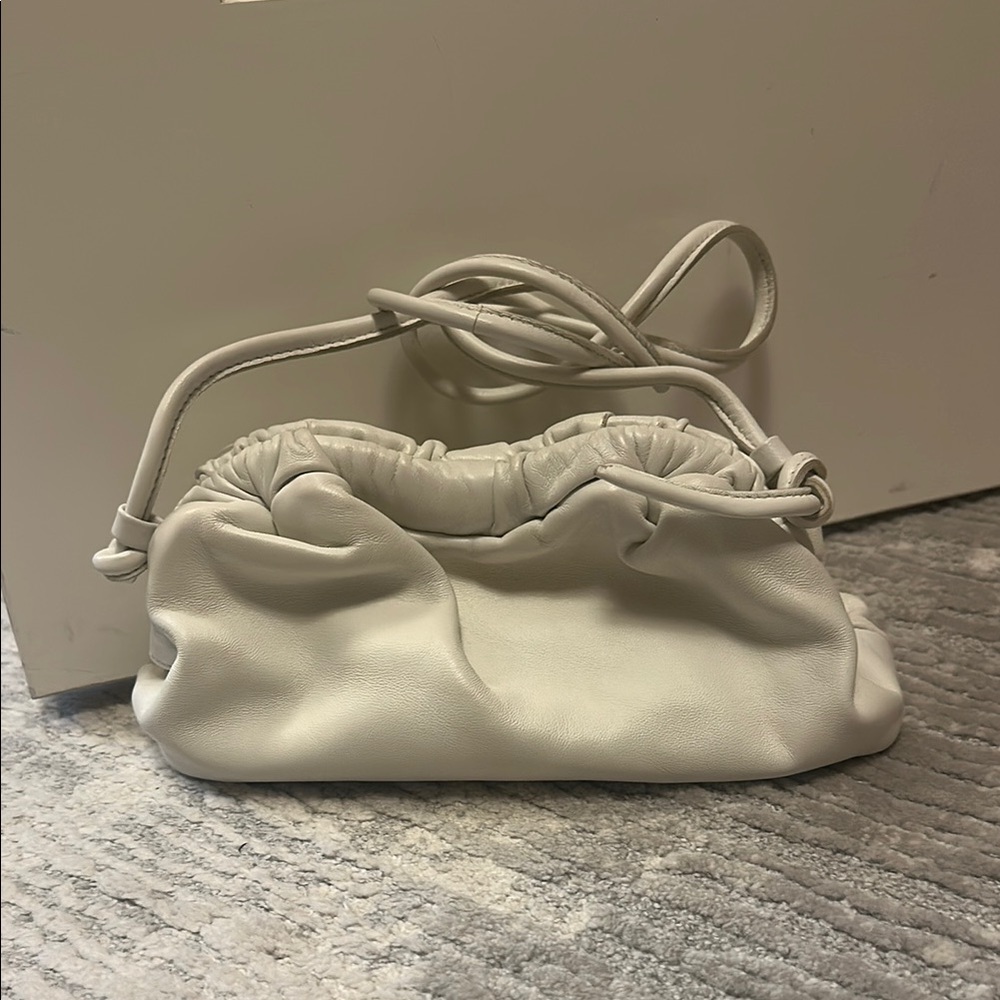 Mansur Gavriel White Clutch with Gathered Design